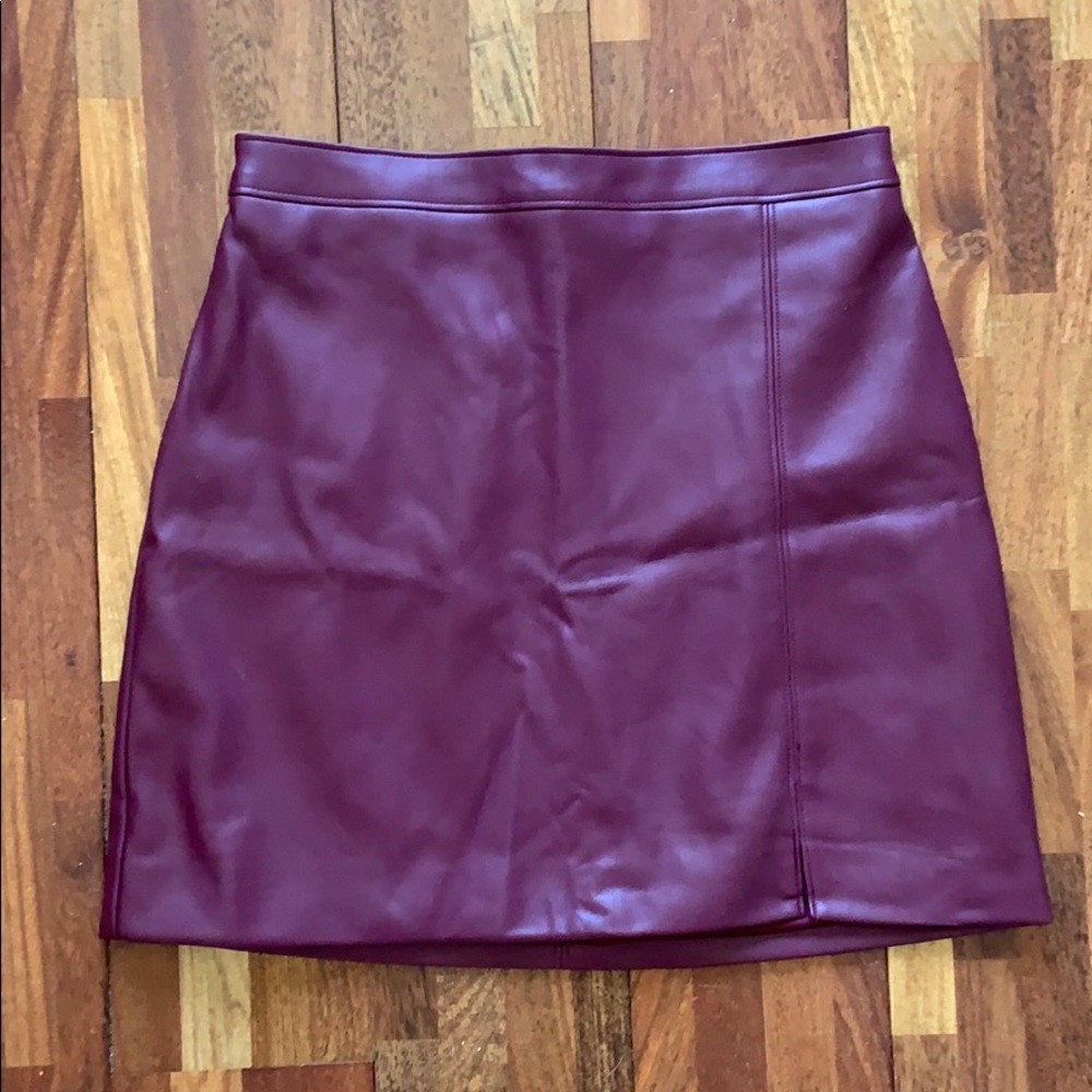 Hollister Burgandy Pleather Skirt